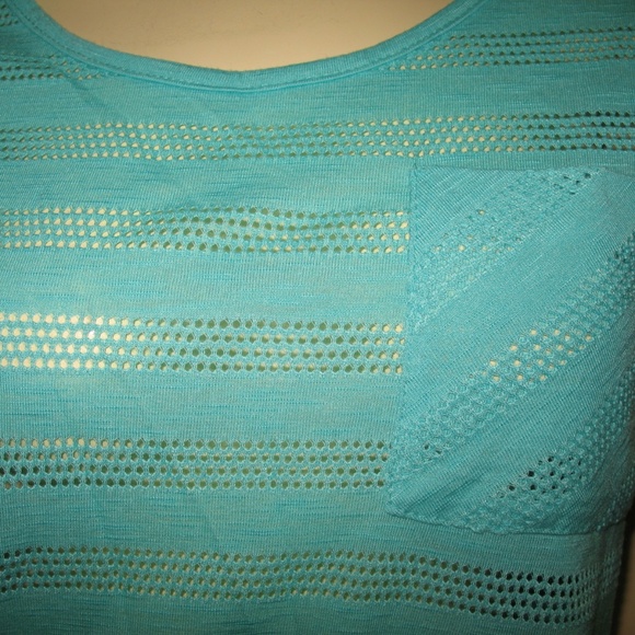 Y2K Chris & Carol Striped High-Low Knit Crop Top Made USA Blue Summer Beach Boho - Picture 6 of 8